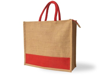 Jute Burlap Large Tote Bag for Grocery, Shopping, Reusable & Sustainable