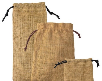 Sac en jute réutilisable fabriqué à la main - Plusieurs tailles - Sac naturel durable - Sac cadeau - Rangement