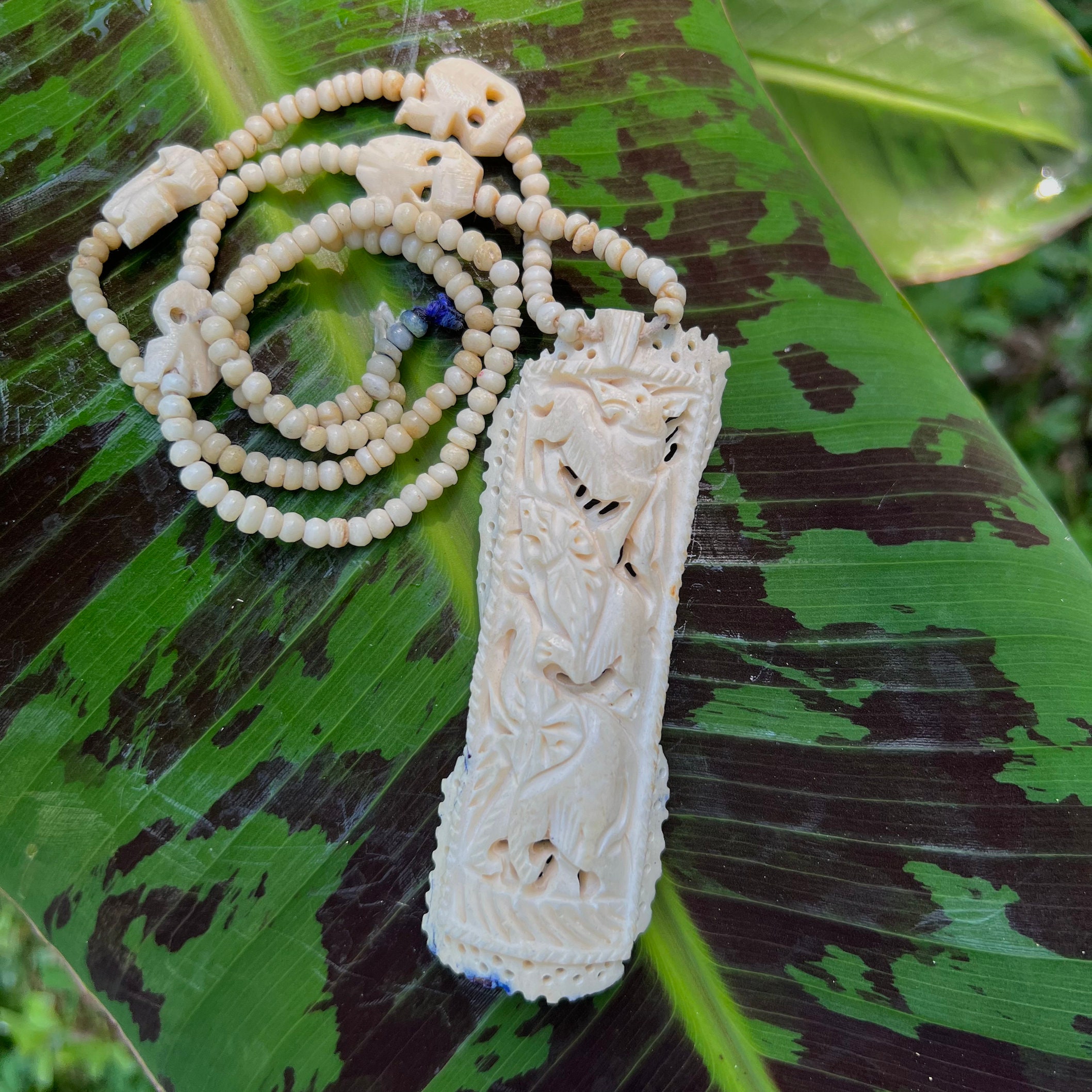 Large Hand-Carved Kenya Natural Bone Beads