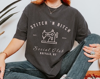 Funny Sewing Lover Gift, Custom Social Club Tshirt, Comfort Colors Quilter Shirt, Crafting Gift for Mom, Seamstress Gift T-Shirt, Customized