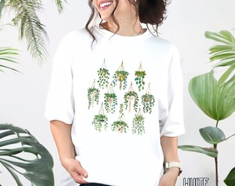 Plant Ladies Shirt, Gift for Plant Lover, Comfort Colors Plant Shirt, Botanical House Plant Shirt, Hanging Plant Shirt, House Plant T-shirt