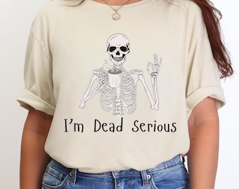Funny Skeleton Lover Shirt, Men's Sarcastic Halloween Tshirt, Coffee Skeleton Shirt, Spooky Season Shirt, Halloween Party Tee, Dark Humor