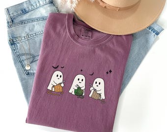 Crochet Ghost Shirt, Funny Halloween Crochet Tshirt, Comfort Colors Crochet Lover Shirt, Yarn Addict Gift, Gift for Crocheter, Craft Mom Tee