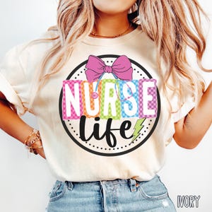 Nurse Life Coquette Shirt, Retro Nurse Shirt, Gift for Nurse, Student Nurse Tshirt, Nurse Bow Shirt, RN Graduation Gift, Registered Nurse