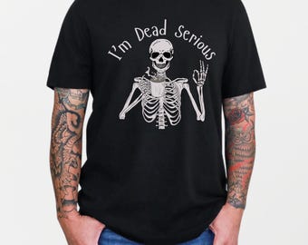 Funny Skeleton Lover Shirt, Men's Sarcastic Halloween Tshirt, Coffee Skeleton Shirt, Spooky Season Shirt, Halloween Party Tee, Coffee Lover