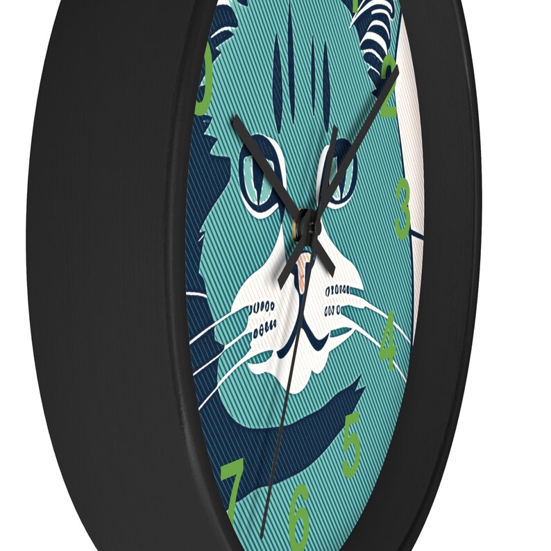 Modern Unique Wooden Wall Clock With Cat Design Wall Clock Etsy
