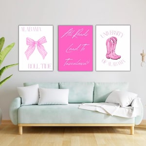University of Alabama Preppy Dorm Decor Set of 3, Roll Tide Prints, Alabama Room Decor, College Preppy Prints