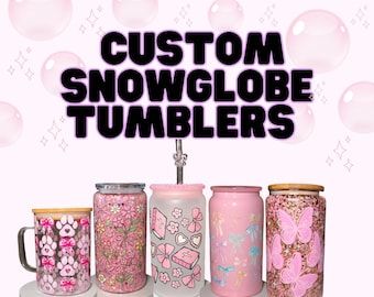 Custom Snow Globe Tumbler: Personalized Glitter Glass Cup