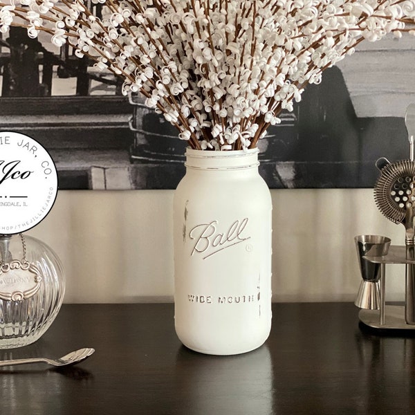 The Jillie Jar 64oz Flower Vase | 64oz Mason Jar Vase | Large Flower Vase | Centerpiece | Wedding | Bridal Shower | Baby Shower