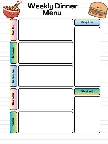 Printable Weekly Dinner Menu Planner | Family Meal Prep, Grocery List ...