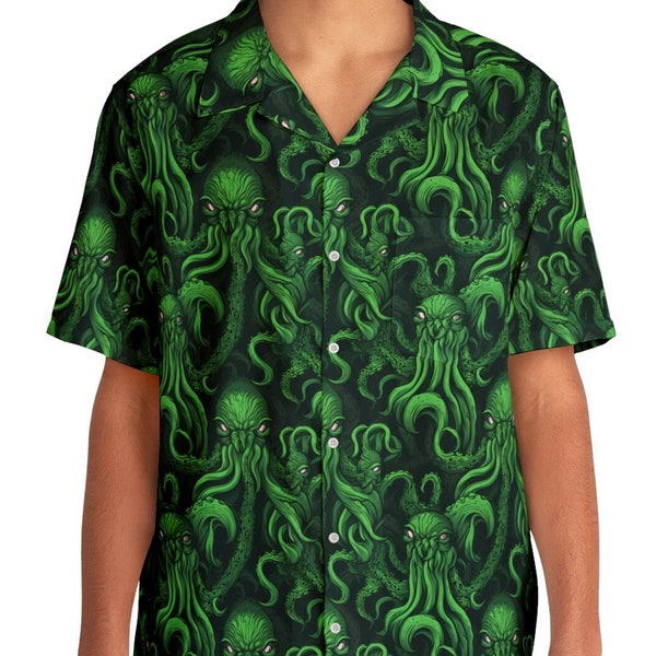 Cthulhu Hawaiiaans shirt, HP Lovecraft geïnspireerd Cthulhu Mythos T-shirt - draag de oproep