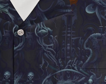 Alien Evolution HR Giger geïnspireerd Sci Fi Horror Futuristisch Hawaiiaans T-shirt