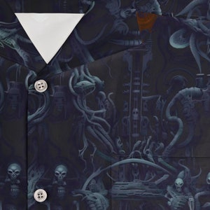 Alien Evolution HR Giger inspired Sci Fi Horror Futuristic Hawaiian Tee Shirt