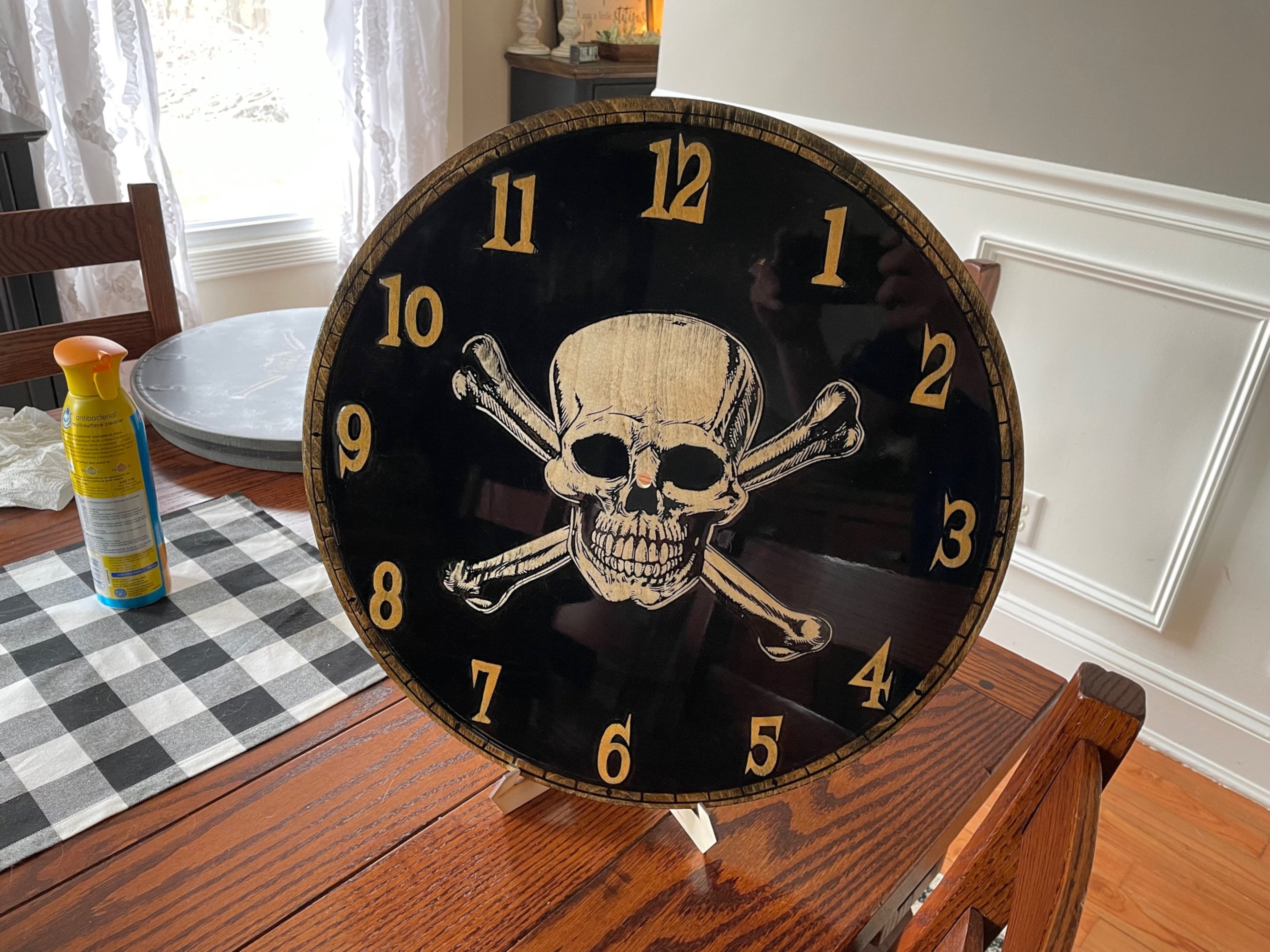 Orologio Da Parete Rotondo Mnsruu Con Nave Pirata, 24 Cm, Acrilico, Silenzioso (Non Ticchetta), Decorazione Per Cucina E Ufficio