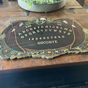 Real Wood Spirit Board Dueling Grim Reapers – Handmade Gothic Halloween Gift – 12&quot;x20&quot;
