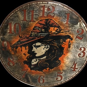 Halloween Witch Clock handmade wooden wall clock perfect halloween decor for spooky season