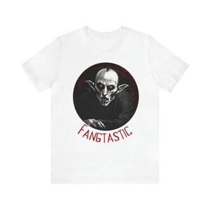 Fangtastic Nosferatu Vampire thema Retro Halloween T-shirt voor griezelig seizoen afbeelding 3