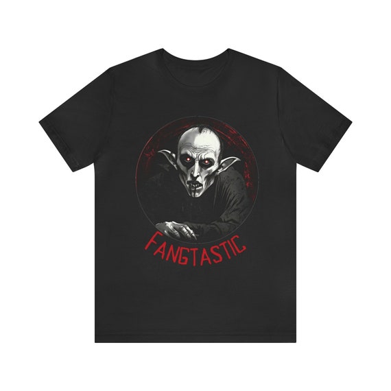Fangtastic Nosferatu Vampire themed Retro Halloween Tee Shirt for Spooky Season