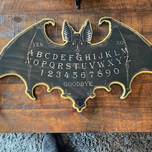 Real Wood Spirit Board The Bat – Handmade Gothic Halloween Gift – 14&quot;x20&quot;