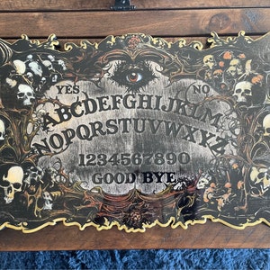 Real Wood Spirit Board with Evil Eye – Handmade Gothic Halloween Gift – 15&quot;x20&quot;
