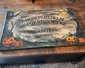 Real Wood Spirit Board with Vintage Halloween scene  – Handmade Gothic Halloween Gift – 15&quot;x20&quot;