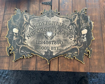 Handmade Occult Decor: Wooden Ouija Board and Planchette 15” x 23” Echos of the Veil