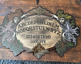 Handmade Spirit Board: Real Ouija Board with Forest Witch Design 23.5&quot; x 16.5&quot; for Mystical Connections