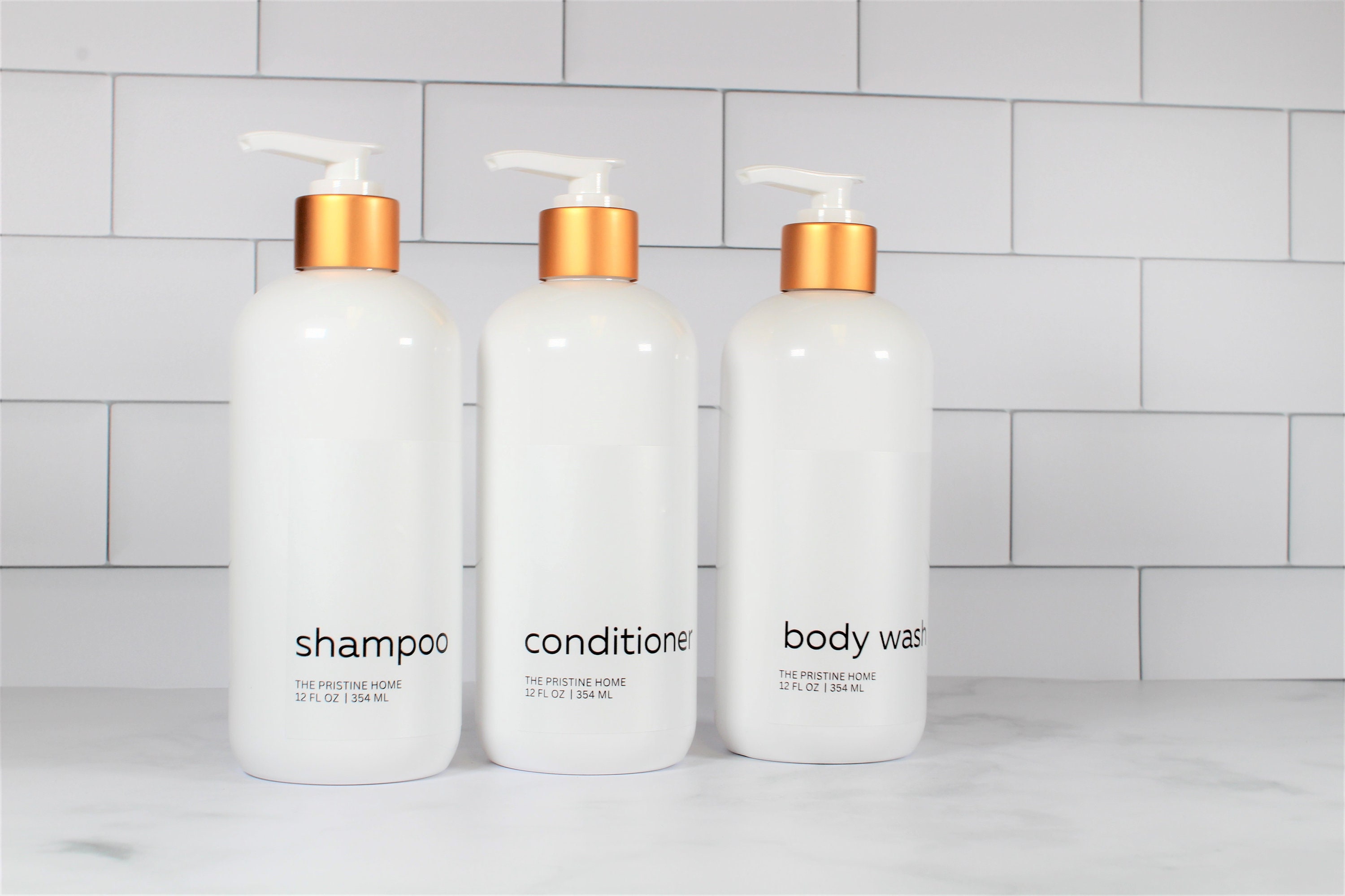 Minimalist Soap Bottle, Simple Plastic Shampoo Bottle, 12 Oz Shampoo and Conditioner Bottle