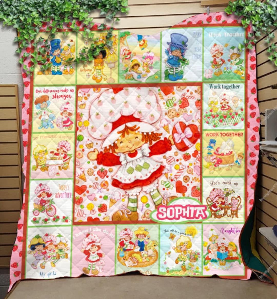 Personalized Strawberry Shortcake Quilt Blanket Strawberry Etsy