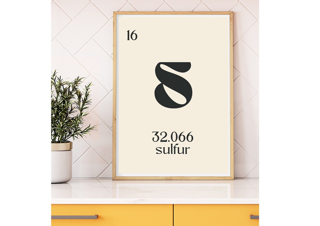 Sulfur Minimalist Matte Poster | Element Prints | Groovy Black Text Retro Wall Decor - Etsy