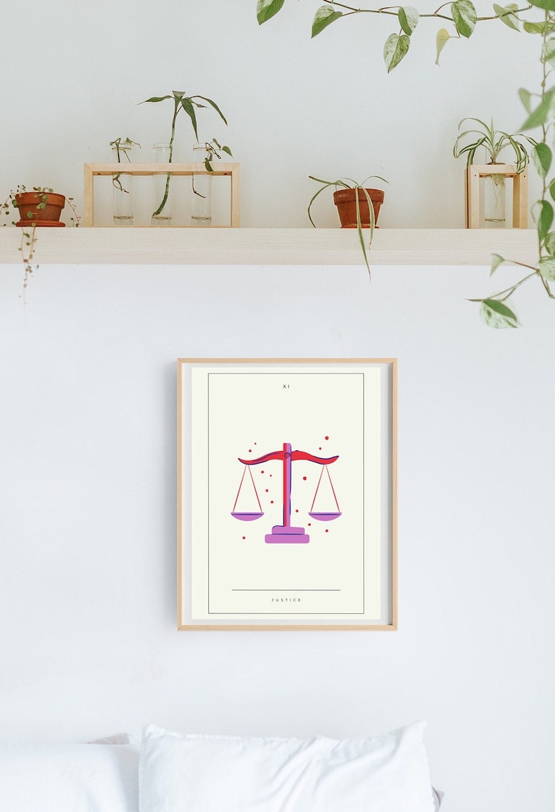 Tarot Major Arcana Poster Justice Scales Art Poster Tarot Etsy