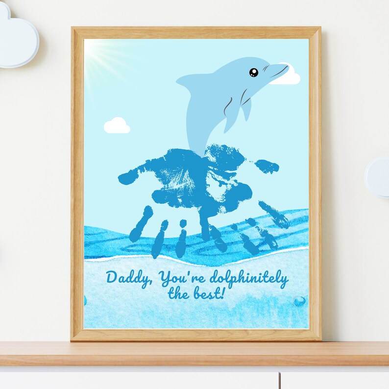 Dolphin Handprint Dolphin Artwork Handprint for Dad Etsy