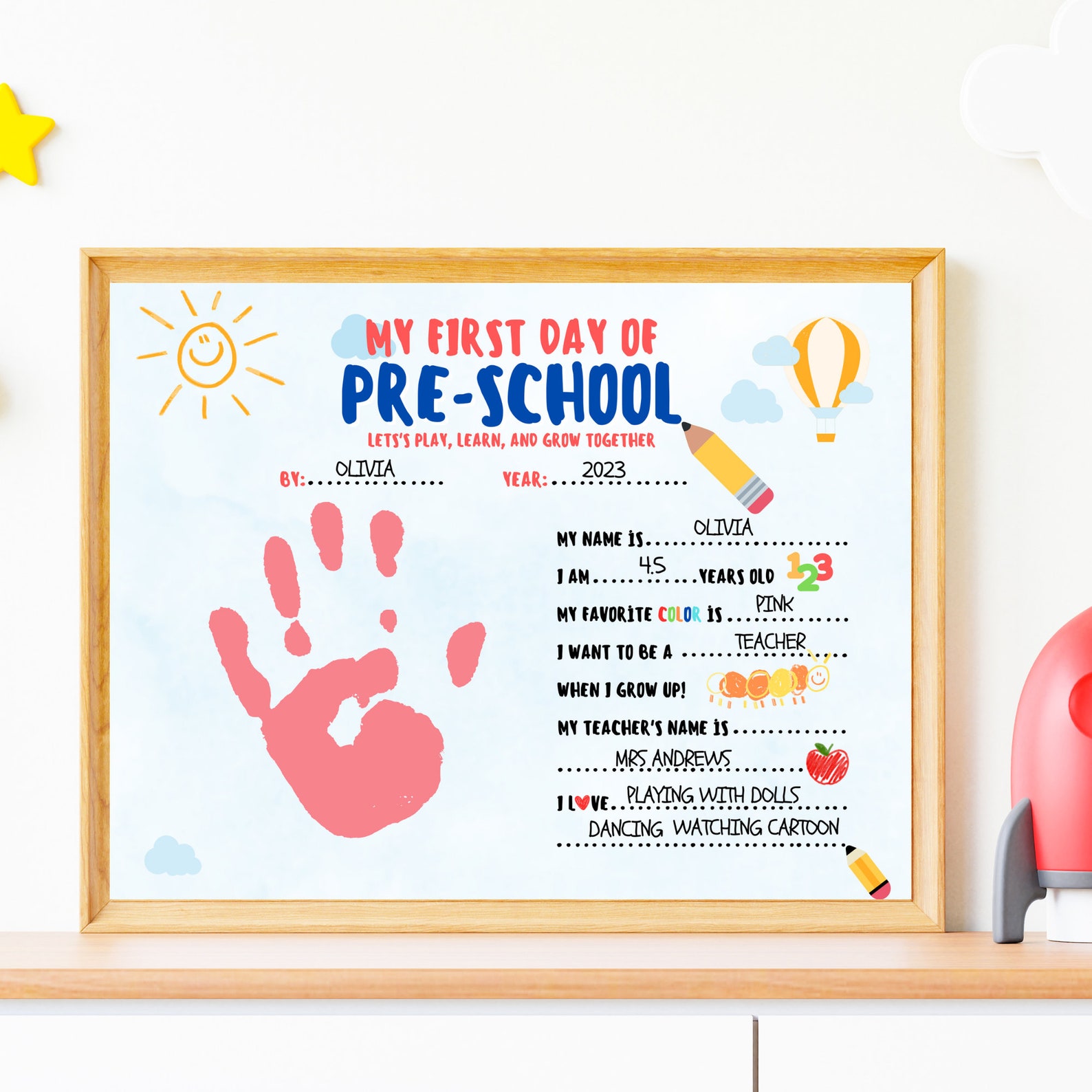 Preeschool Handprint Pre-k Handprint Back to School - Etsy
