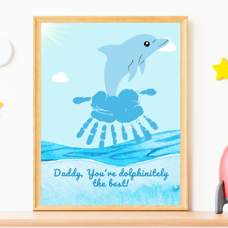 Dolphin Handprint Dolphin Artwork Handprint for Dad Etsy