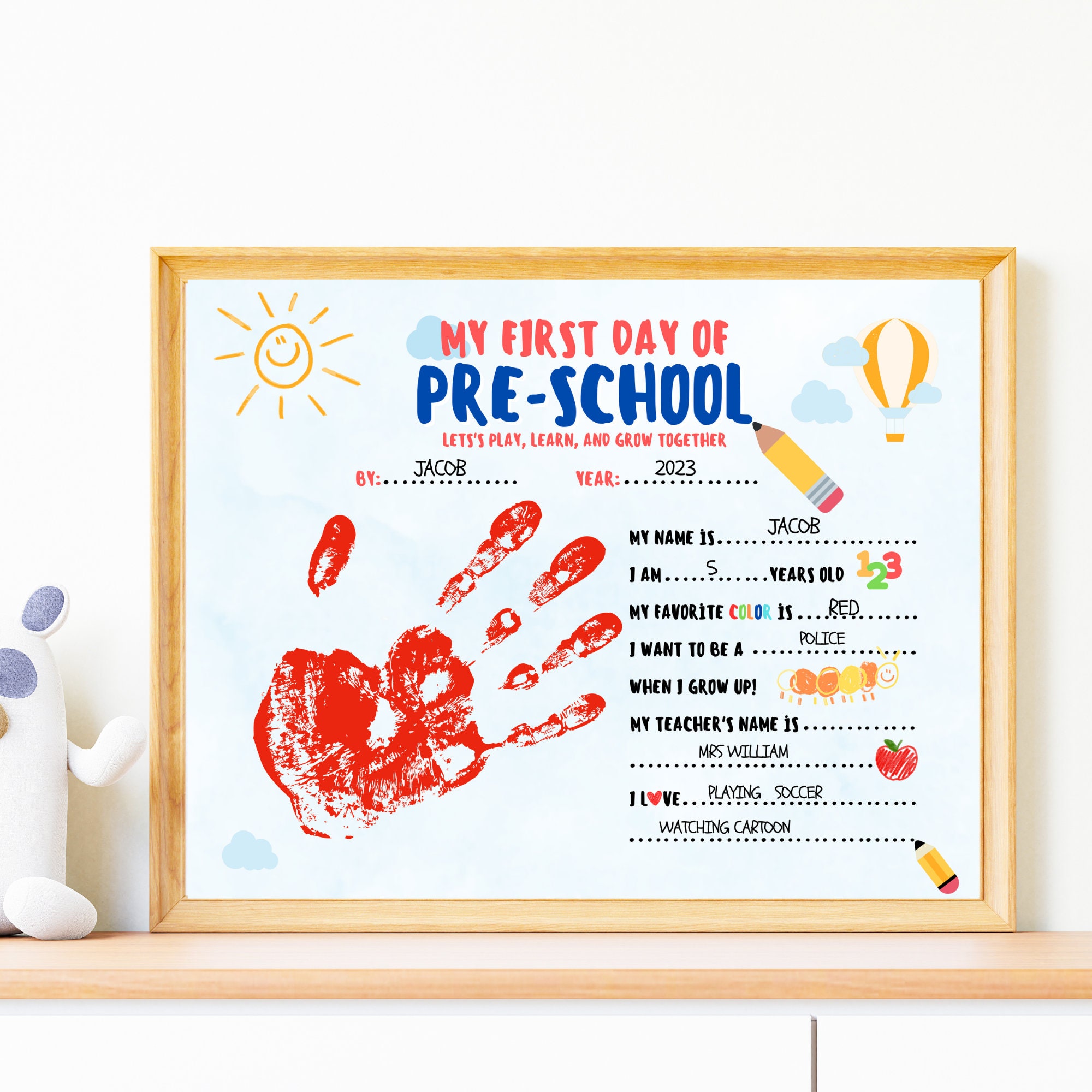 Preeschool Handprint Pre-k Handprint Back to School - Etsy