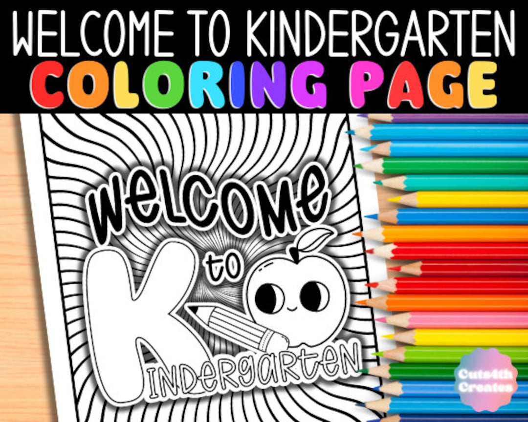 Welcome to Kindergarten Coloring Page Back to School - Etsy