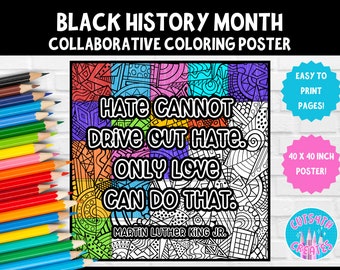 Collaborative Coloring Poster | Teamwork Activity | Martin Luther King Jr MLK Black History Month | Elementary Middle School Classroom