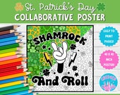 Collaborative Coloring Poster St. Patrick's Day Printables ShamROCK And Roll Teamwork Activity Classroom Decor SEL Elementary Counseling