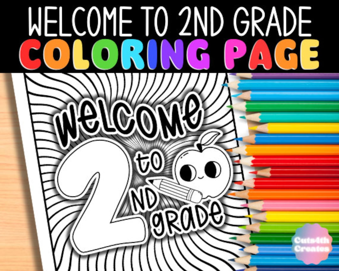 to 2nd Grade Coloring Page Back to School Open Etsy