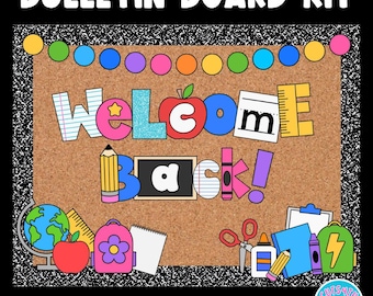 Bulletin Board Kit Printable Classroom Decoration Back to School Welcome Back! Cute School Supplies Cut Outs