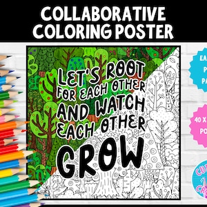 Collaborative Coloring Poster | Elementary Classroom Teamwork Activity SEL Morning Meeting | Classroom Community | Let&#39;s Root for Each Other