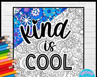 Collaborative Coloring Poster | Kind Is Cool | Kindness Winter Themed Printable Teamwork Activity | Elementary Middle School