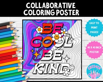 Poster colaborativo da coloração | Dia Mundial da Gentileza | Seja legal, seja gentil | Estética Y2K | Atividade de trabalho em equipe | Elementar | Conselheiro Escolar SEL