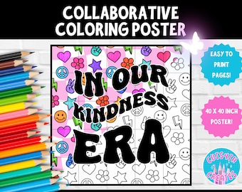 Collaborative Coloring Poster Bulletin Board | In Our Kindness Era Swiftie Inspired Social Emotional Learning School Counselor Activity SEL