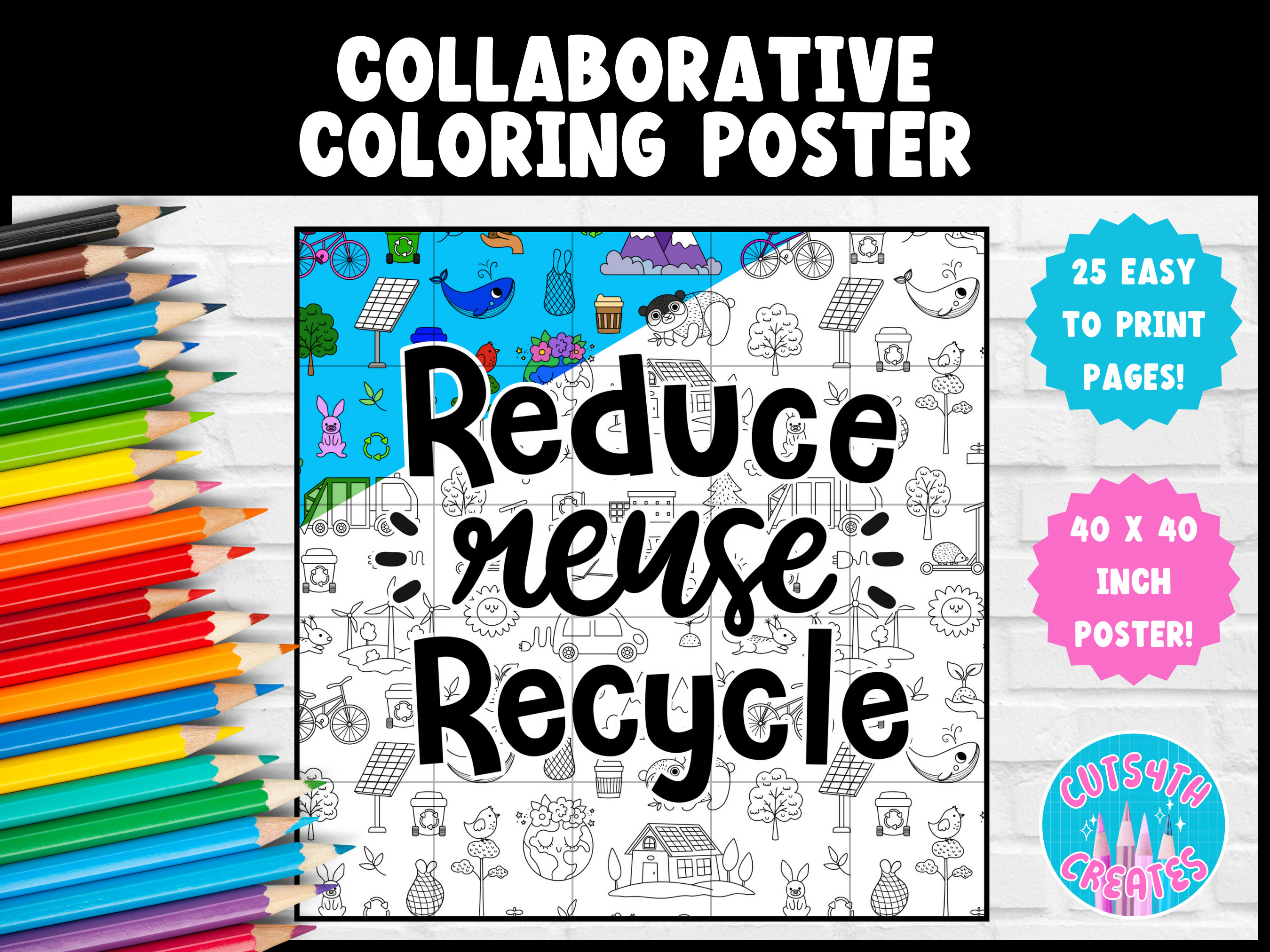 Reduce Reuse Recycle Poster For Kids