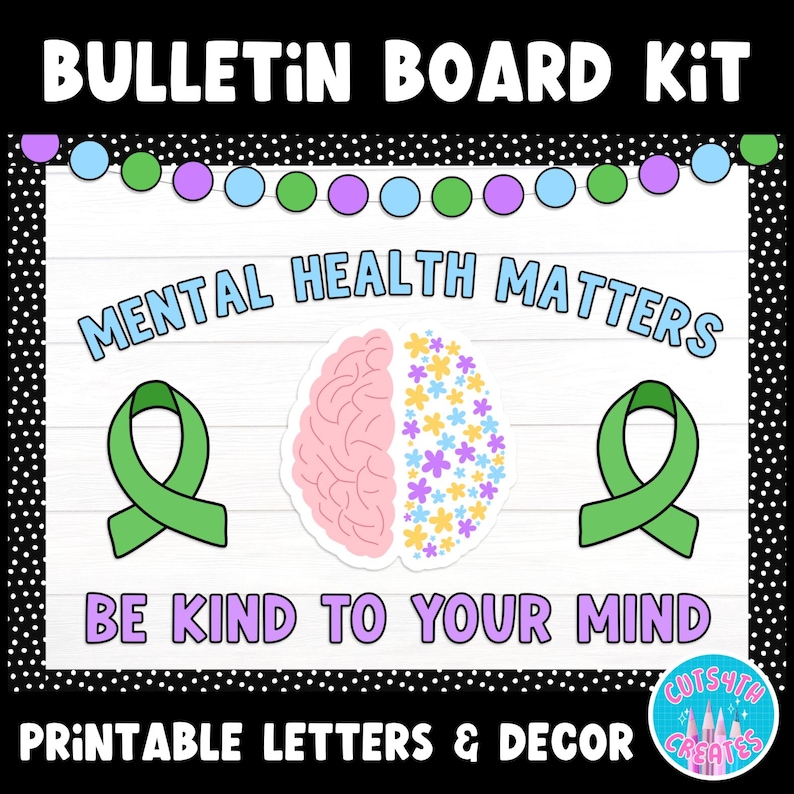 Bulletin Board Kit Mental Health Matters Be Kind to Your Mind SEL ...