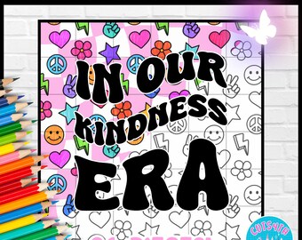 Collaborative Coloring Poster | 36 PIECE VERSION | Bulletin Board | In Our Kindness Era Swiftie Inspired School Counselor Activity SEL