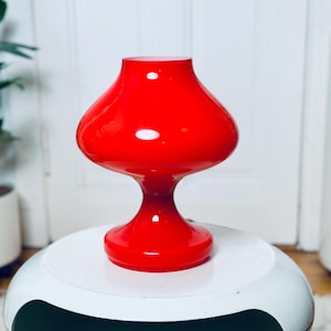 SPACE AGE // 70s vintage table lamp made of red opal glass by Stefan Tabery for Opp Jihlava // Pop Art MCM Mid Century