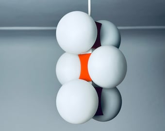 Vintage Kaiser Leuchten Opal Glass Pendant Lamp: 1970s Space Age Pop Art Light