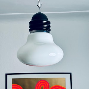 SPACE AGE // Vintage 60s black & white Arianna Bulb Ceiling light by Piero Brombin for Artemide in 1965 // Pop Art Lamp